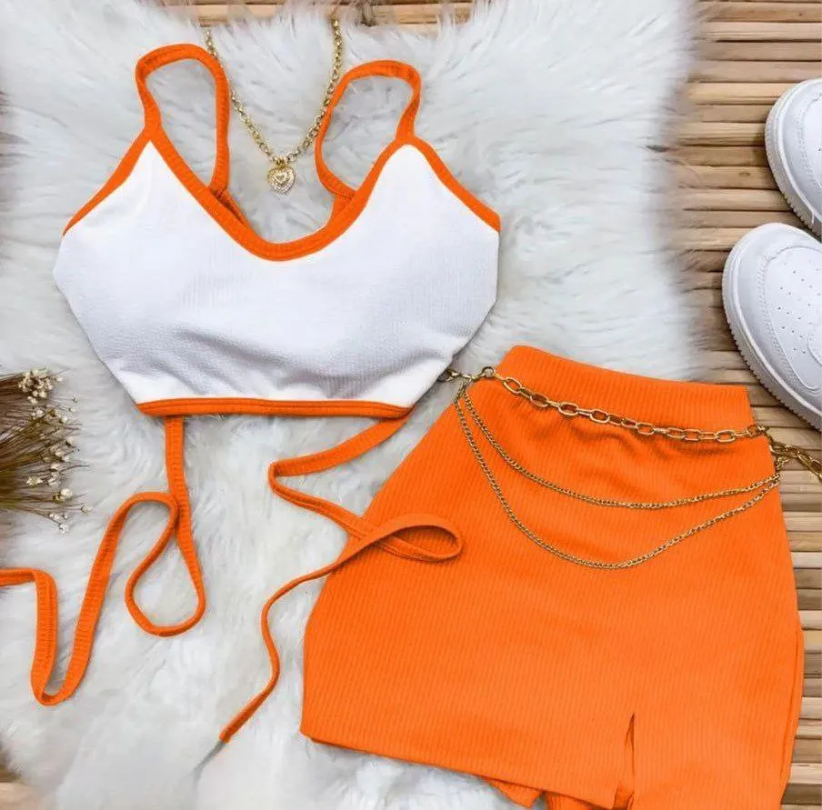 ست کراپ بندی با دامن Valentino کد 1442 - تصویر 8