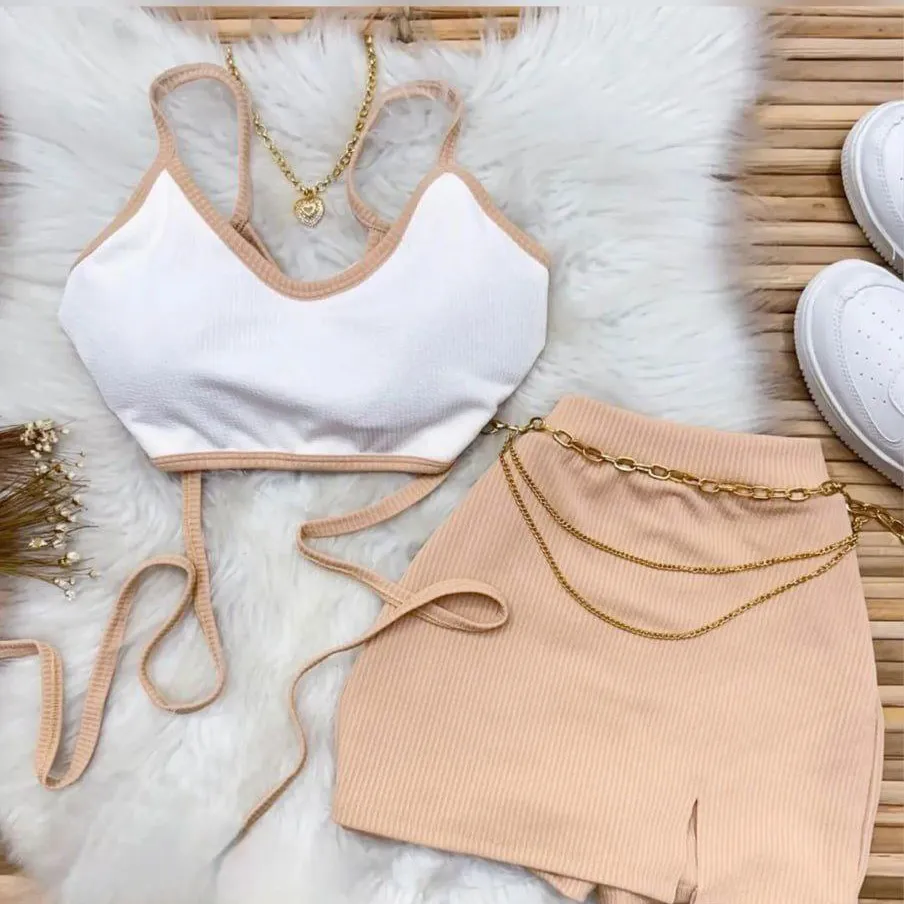 ست کراپ بندی با دامن Valentino کد 1442 - تصویر 5