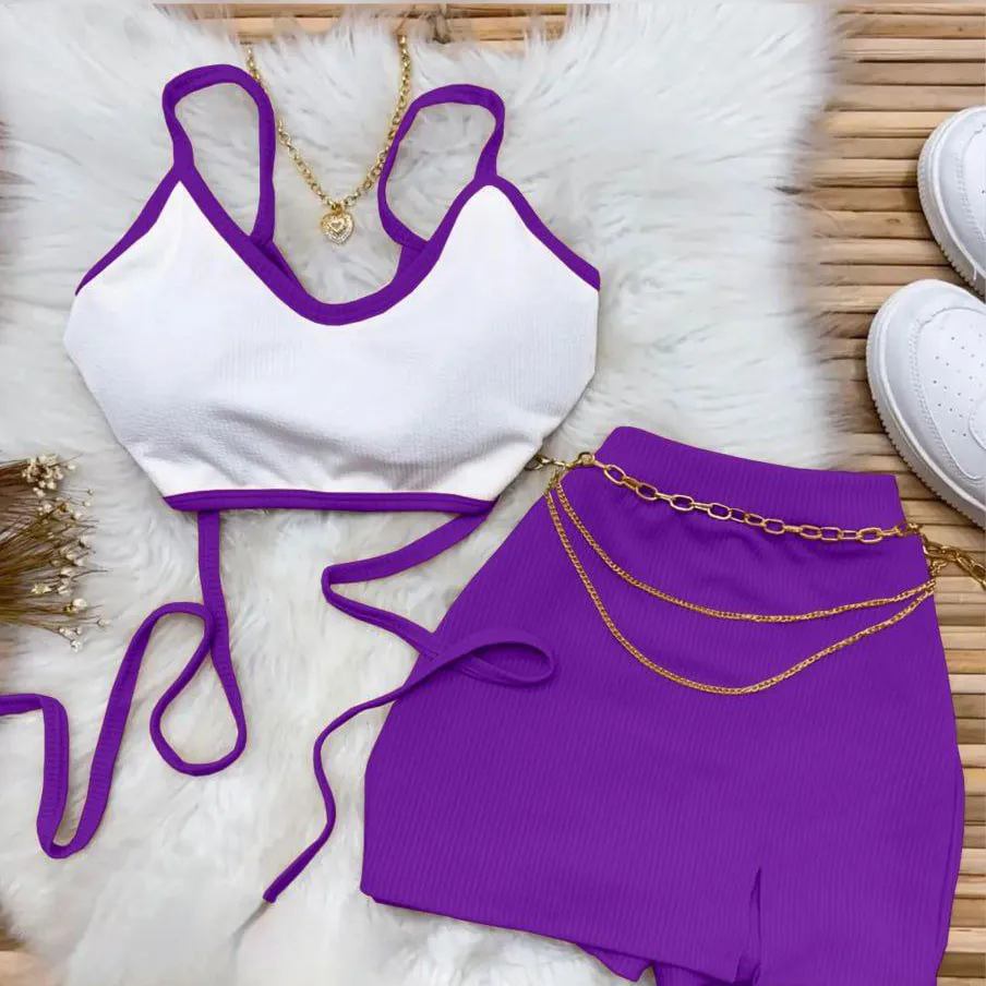 ست کراپ بندی با دامن Valentino کد 1442 - تصویر 3