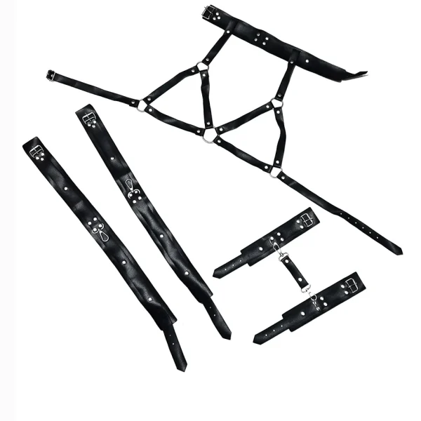 ست فانتزی سوتین و اکسسوری طرح چرم کد 214