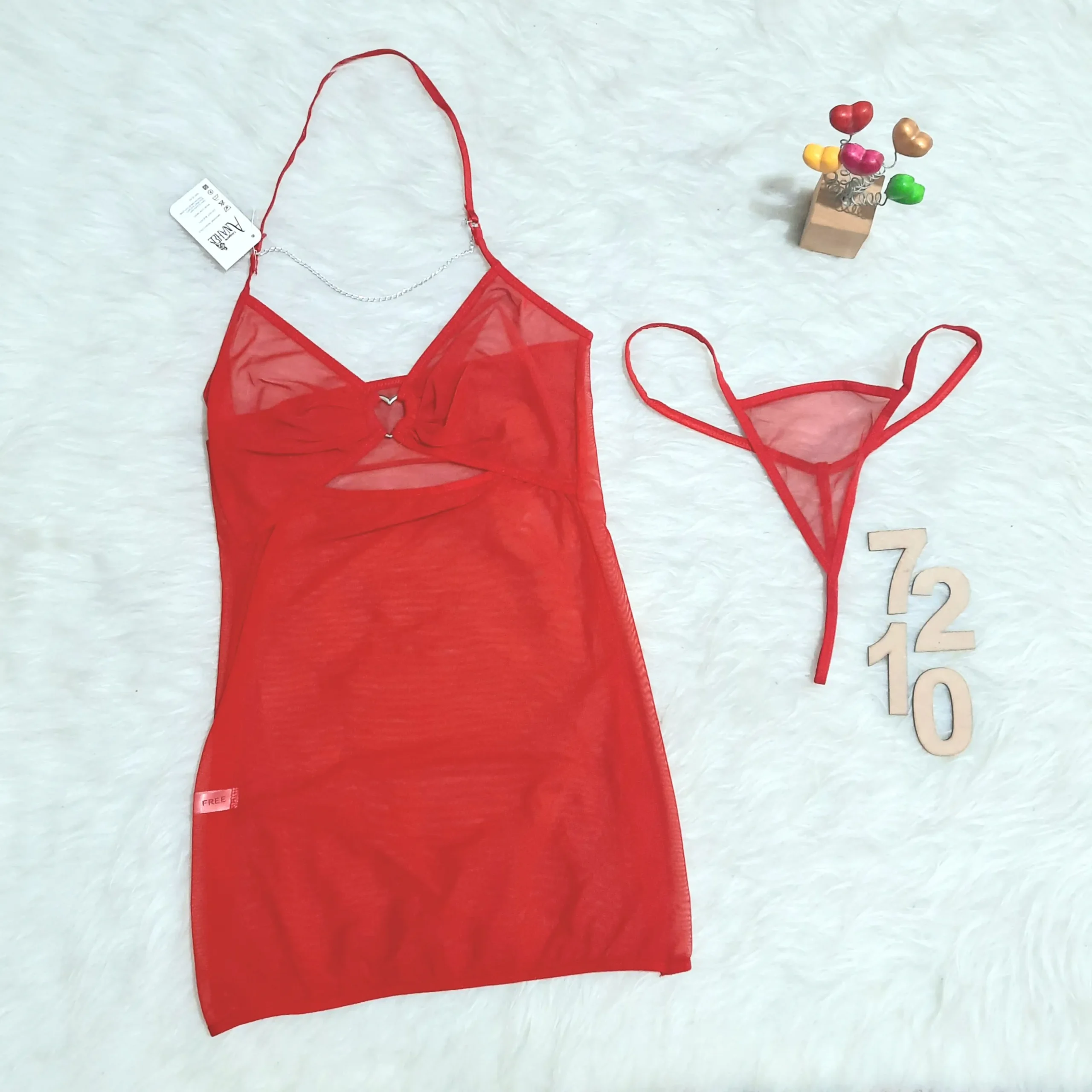 لباس خواب توری زنجیردار Anahel کد 7210 - تصویر 5