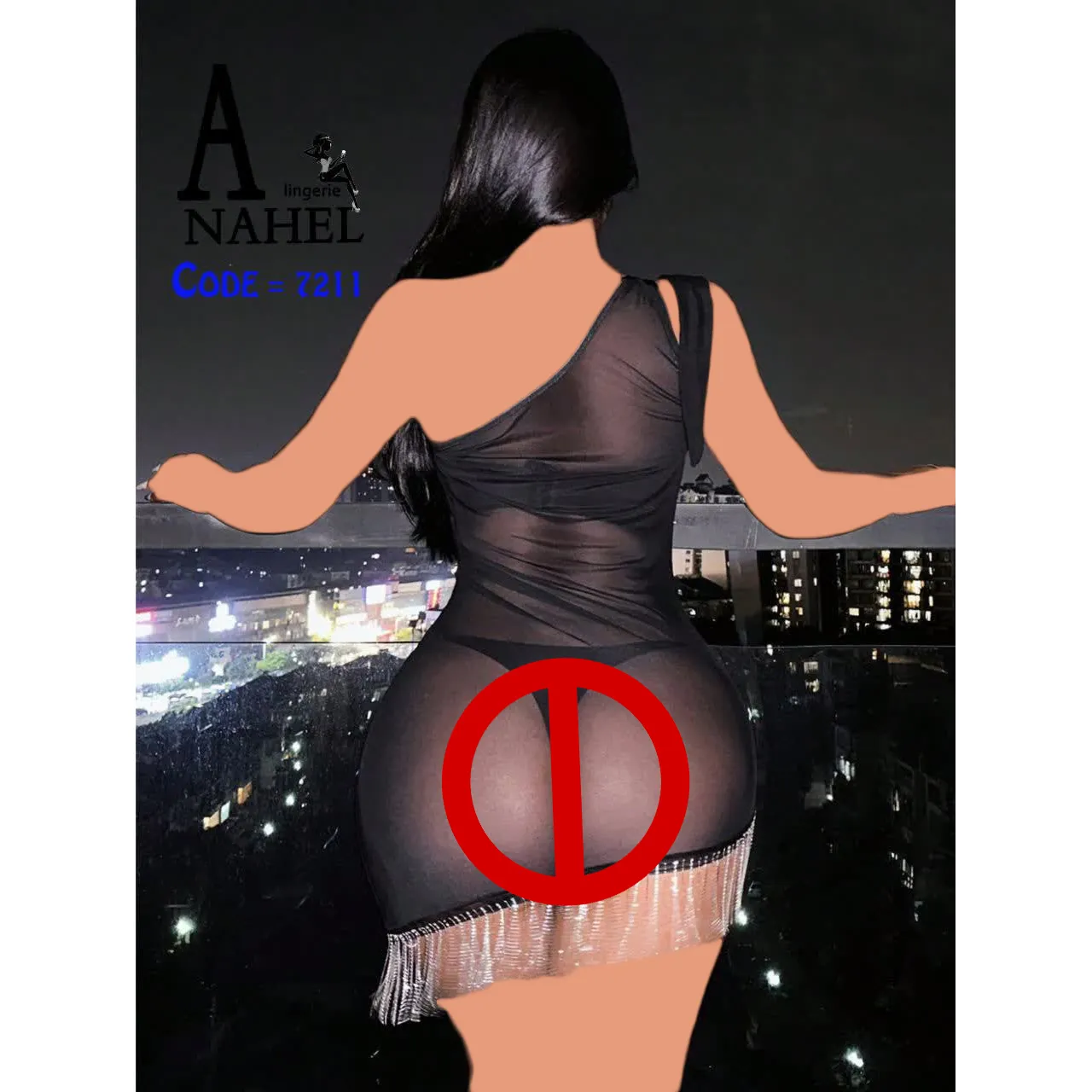 لباس خواب توری یقه رومی Anahel کد 7211 - تصویر 4