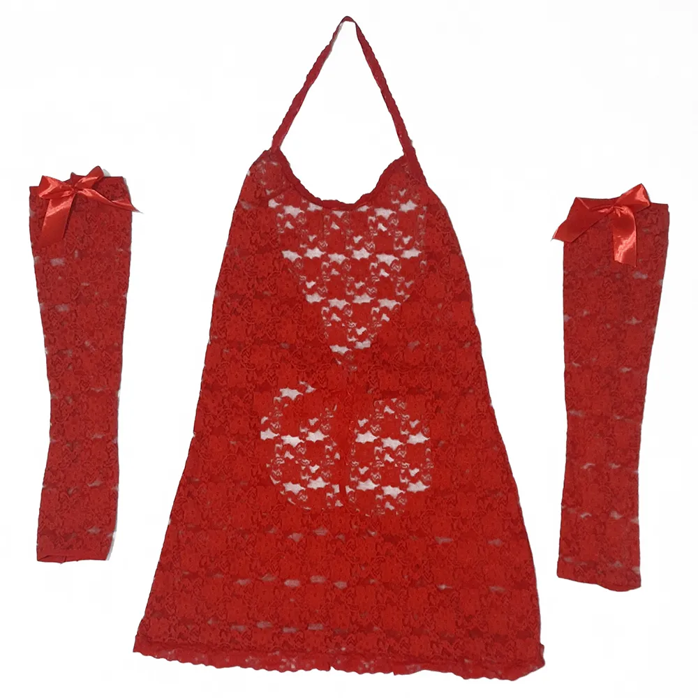 لباس خواب قرمز دانتل Elize کد 1319 - تصویر 5