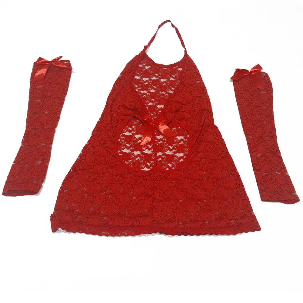 لباس خواب قرمز دانتل Elize کد 1319 - تصویر 4