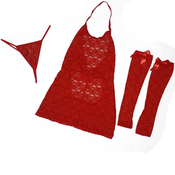 لباس خواب قرمز دانتل Elize کد 1319