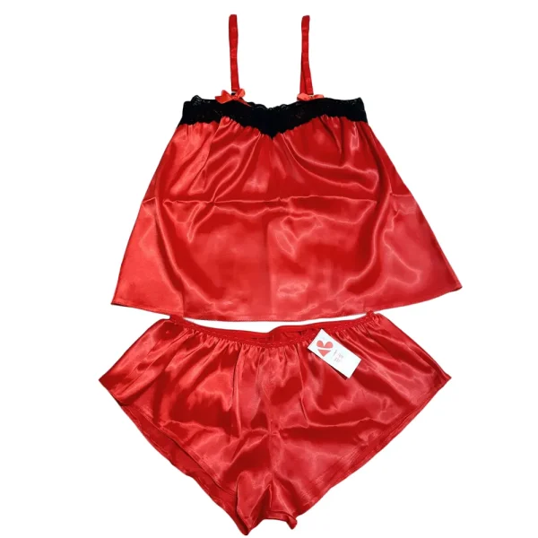 ست تاپ شورت ساتن لاو لاینجری کد L9061