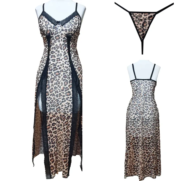 لباس خواب پلنگی فنردار بلند DiDi کد 610 (36تا42)