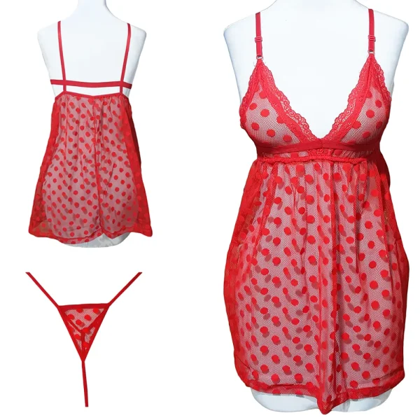 لباس خواب توری کوتاه و خالدار Anahel کد 7083 (40تا44)