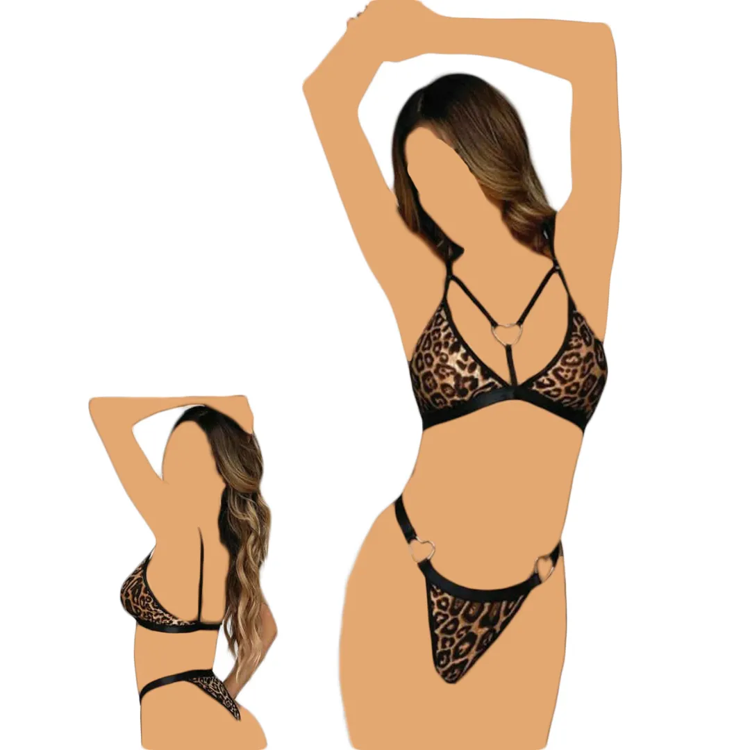 ست شورت و سوتین پلنگی با حلقههای قلبی کد 023 (38تا42) - تصویر 2